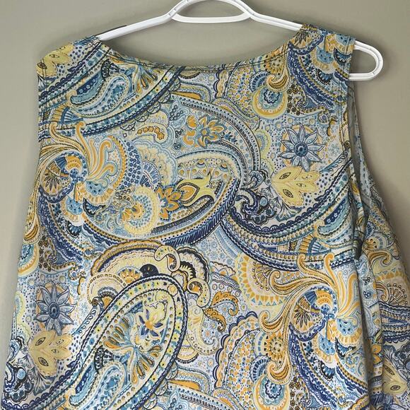 Roz & Ali Blue / Yellow Patterned Tank Top Size 2X - Picture 7 of 10